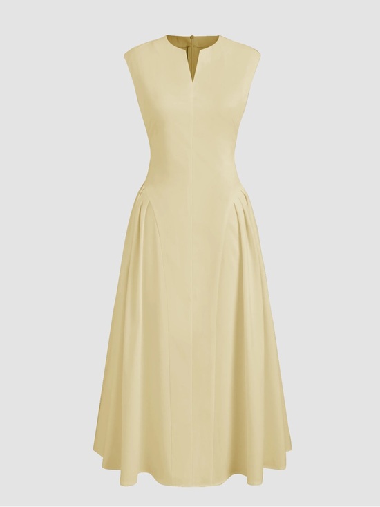 Cider Dresses & Skirts - NWT CIDER V-NECK SOLID PLEATED SLEEVELESS MAXI DRESS